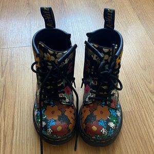 AirWair Dr. Martens Toddler 1460 Floral Mash Up Leather Lace Up Boots